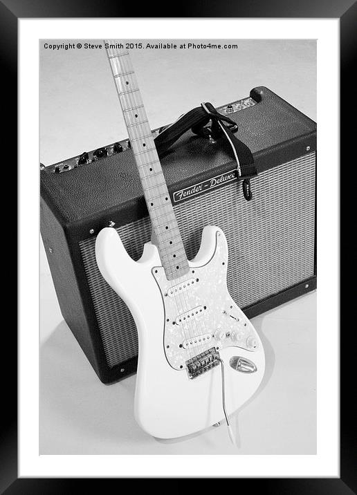 Guitar & Amp B&W Framed Mounted Print by Steve Smith