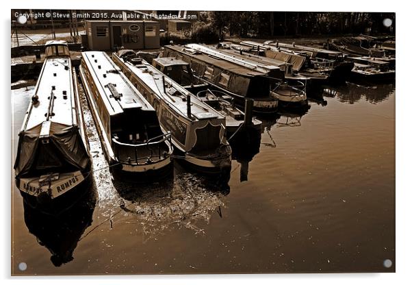 Canal Barges at Rest  Acrylic by Steve Smith