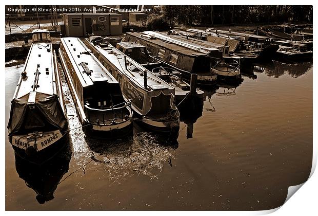 Canal Barges at Rest  Print by Steve Smith