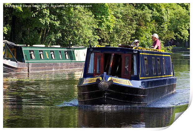 Canal Long Boat  Print by Steve Smith