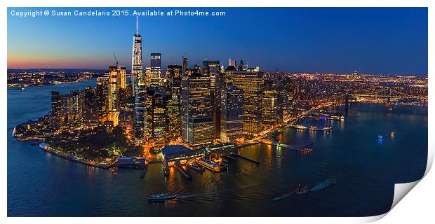 Illuminated Lower Manhattan NYC Print by Susan Candelario