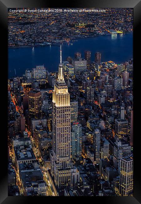 Empire State Building Aerial View Framed Print by Susan Candelario