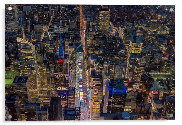 Aerial New York City 42nd Street Acrylic by Susan Candelario