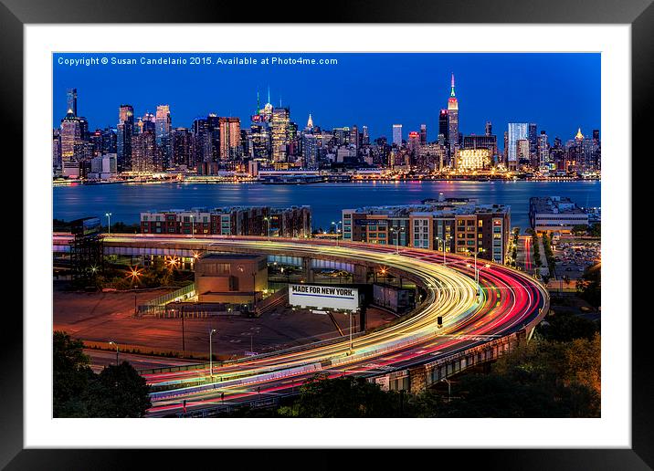 Lincoln Tunnel Helix and NYC Skyline Framed Mounted Print by Susan Candelario