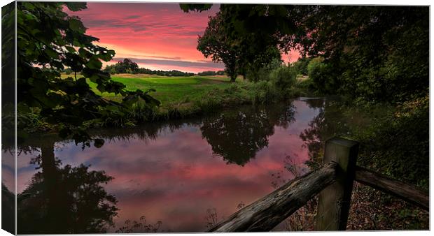 Sunset over the River Mole in Surrey  Canvas Print by Colin Evans