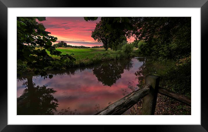 Sunset over the River Mole in Surrey  Framed Mounted Print by Colin Evans