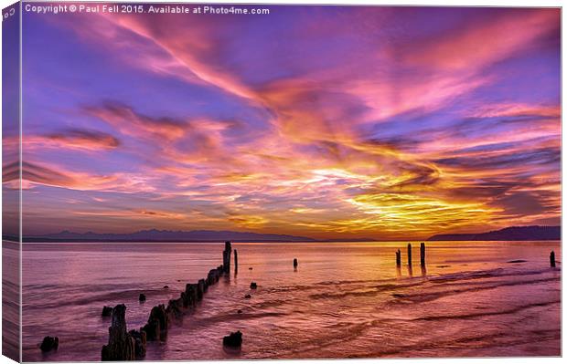 Dramatic Sunset at Picnic Point Park Canvas Print by Paul Fell