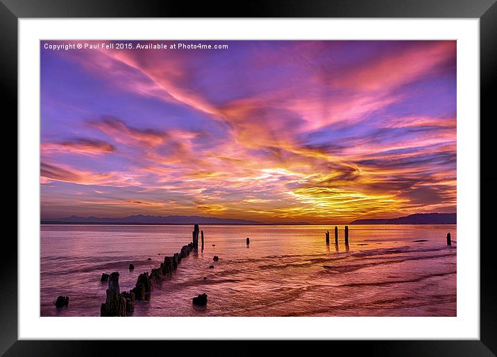 Dramatic Sunset at Picnic Point Park Framed Mounted Print by Paul Fell