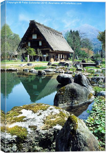  Traditional house, Shirakawa-go, Japan Canvas Print by Peter Schneiter