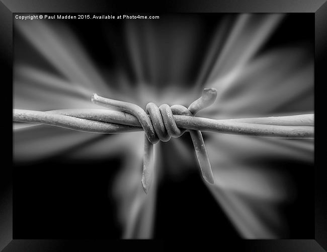 Barbed Wire Framed Print by Paul Madden