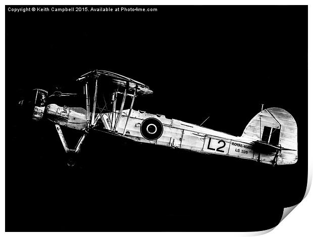 Fairey Swordfish LS326 - mono version Print by Keith Campbell
