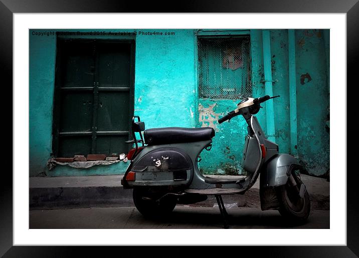 Vespa scooter of Amritsar, Punjab, India Framed Mounted Print by Julian Bound