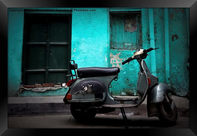 Vespa scooter of Amritsar, Punjab, India Framed Print by Julian Bound