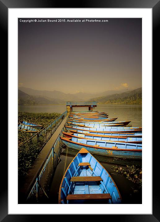 Boats on Phewa Lake, Pokhara, Nepal Framed Mounted Print by Julian Bound