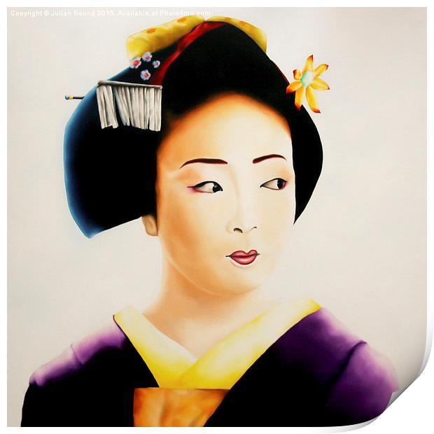  Japanese Geisha oil painting Print by Julian Bound