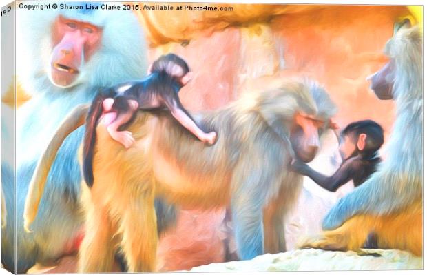  Baboons Canvas Print by Sharon Lisa Clarke