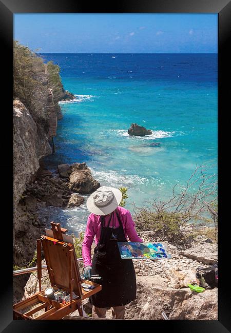 Artist at work - cliffs Framed Print by Gail Johnson