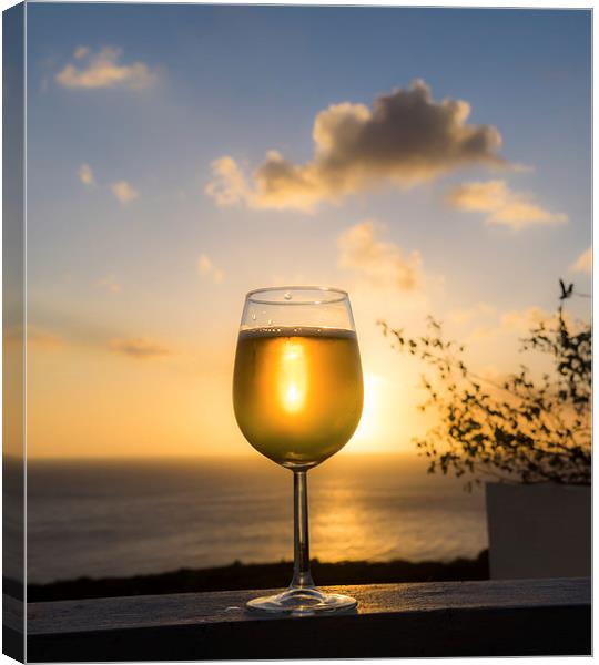 Sunset and a glass of wine Canvas Print by Gail Johnson