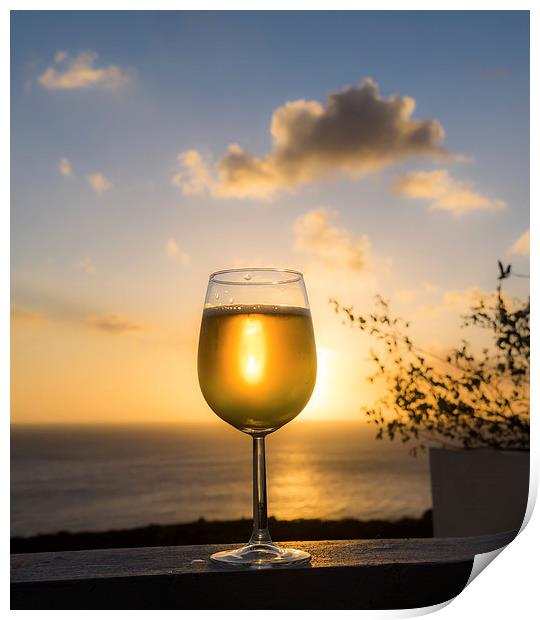 Sunset and a glass of wine Print by Gail Johnson