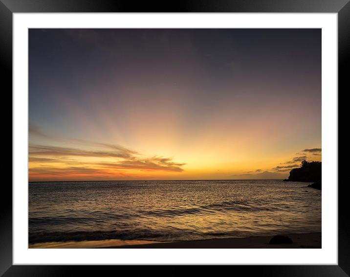 Sunset and rays Framed Mounted Print by Gail Johnson
