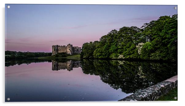  Evening glow over Carew Castle Acrylic by Mandy Llewellyn