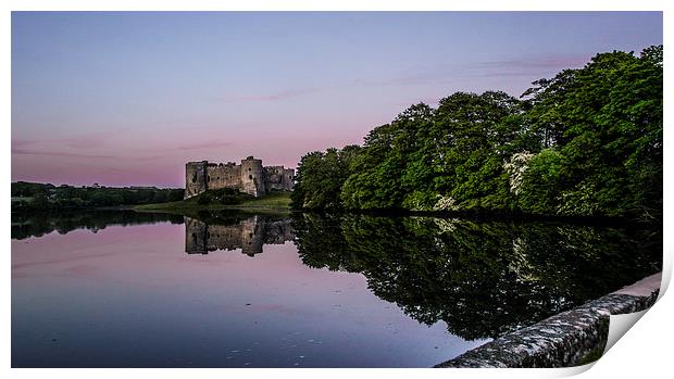  Evening glow over Carew Castle Print by Mandy Llewellyn