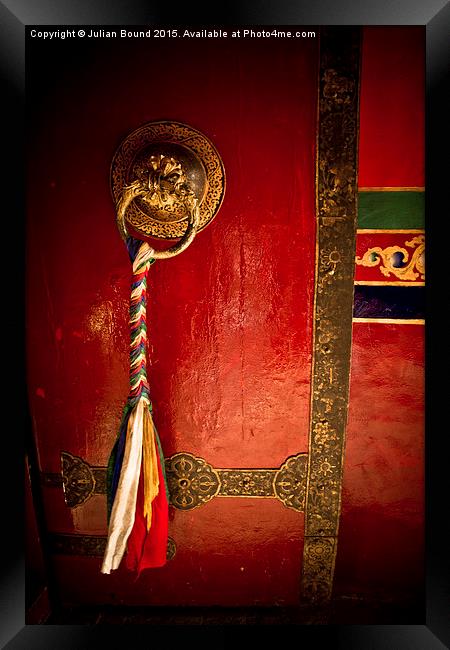 Tashilompu Monastery Door, Shigaste, Tibet  Framed Print by Julian Bound