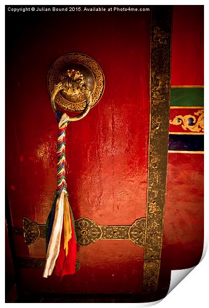 Tashilompu Monastery Door, Shigaste, Tibet  Print by Julian Bound