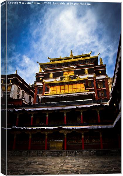 Tashilompu Monastery Courtyard, Shigaste, Tibet  Canvas Print by Julian Bound