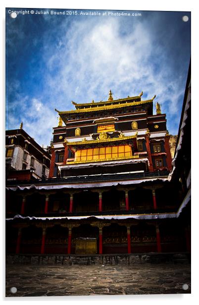 Tashilompu Monastery Courtyard, Shigaste, Tibet  Acrylic by Julian Bound