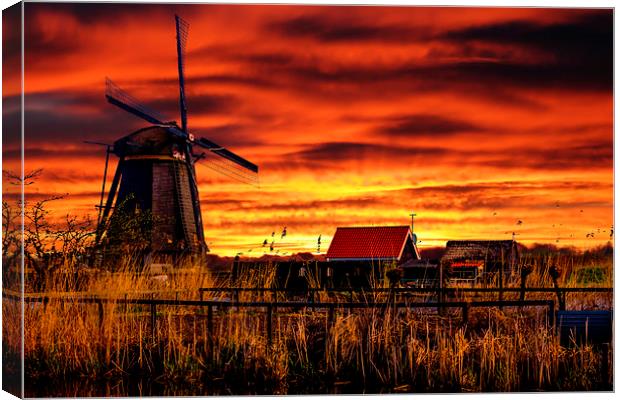 Sunrise beams over the dutch windmills Canvas Print by Ankor Light