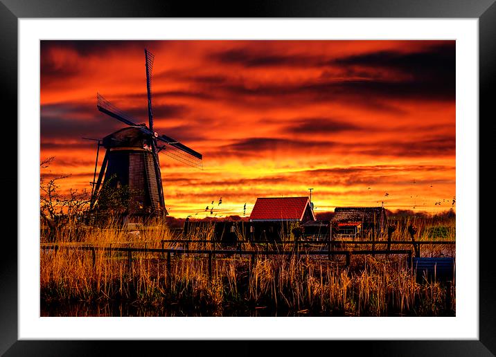 Sunrise beams over the dutch windmills Framed Mounted Print by Ankor Light