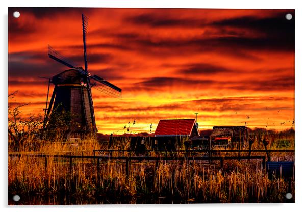 Sunrise beams over the dutch windmills Acrylic by Ankor Light