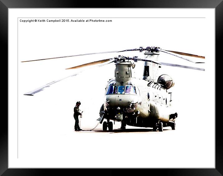  Chinook preparing for flight. Framed Mounted Print by Keith Campbell