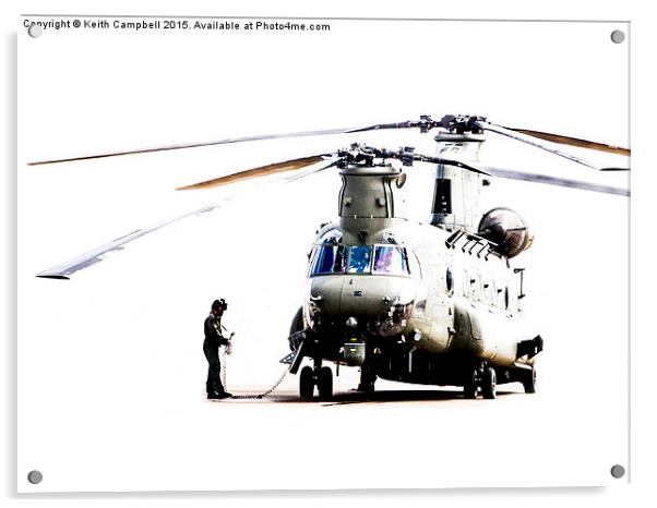  Chinook preparing for flight. Acrylic by Keith Campbell