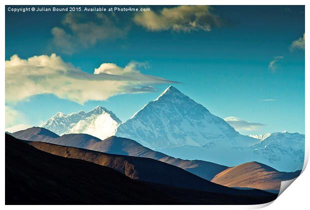 Mount Everest Base Camp, Tibet Print by Julian Bound