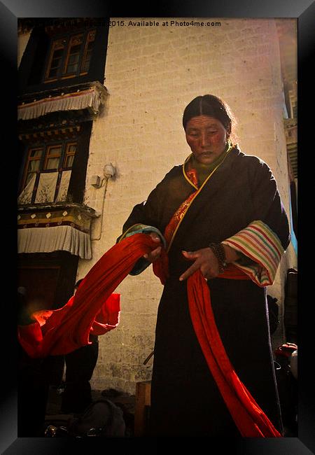 Jokhang Temple Tibetan Lady, Lhasa, Tibet  Framed Print by Julian Bound
