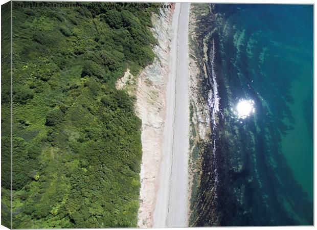  Sea meets cliffs near Seaton Canvas Print by Aerial Dimensions