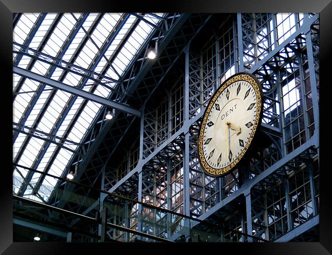 The Clock at St. Pancras Framed Print by val butcher