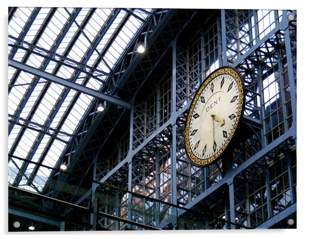 The Clock at St. Pancras Acrylic by val butcher