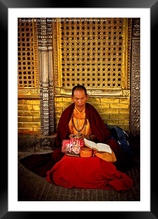  Tibetan Buddhist monk of Kathmandu Framed Mounted Print by Julian Bound