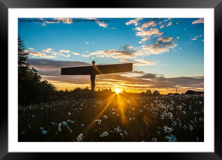 Angel of the North at Sunset Framed Mounted Print by David Graham