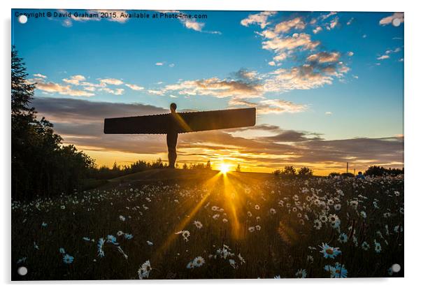 Angel of the North at Sunset Acrylic by David Graham