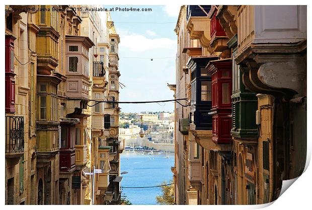 Balconies of Valletta 2 Print by Jasna Buncic