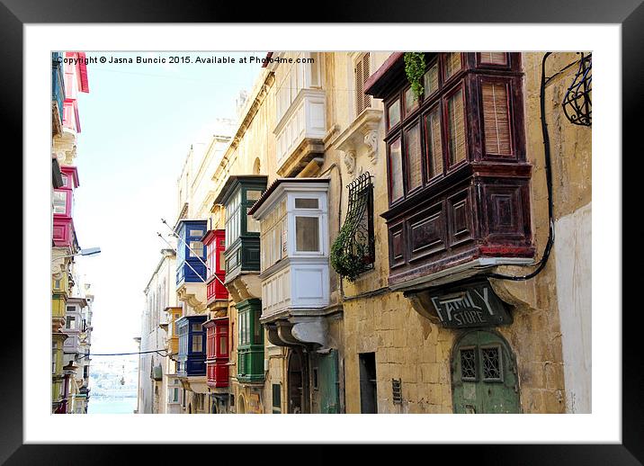 Balconies of Valletta 3 Framed Mounted Print by Jasna Buncic