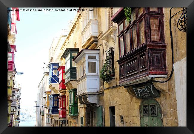 Balconies of Valletta 3 Framed Print by Jasna Buncic
