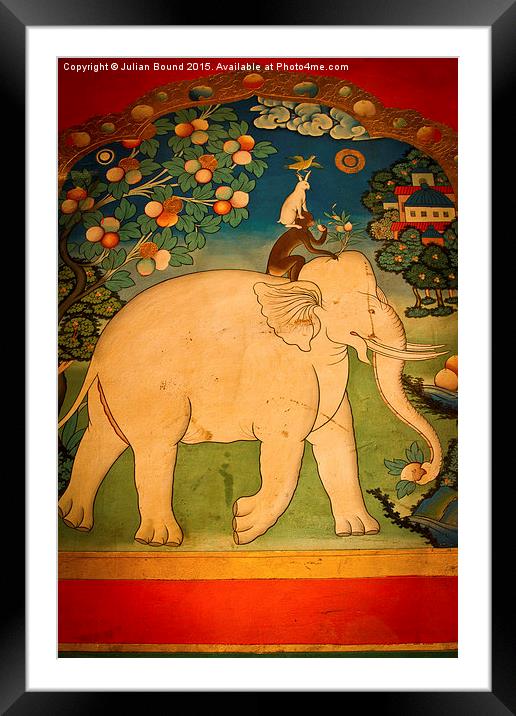 Buddhist Mural, Tashilompu Monastery, Shigaste, Ti Framed Mounted Print by Julian Bound