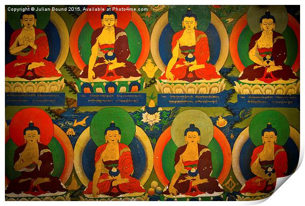 Buddha Mural of Tashilompu Monastery, Shigaste, Ti Print by Julian Bound