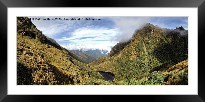 Hidden lake in the Peruvian Andes Framed Mounted Print by Matthew Bates