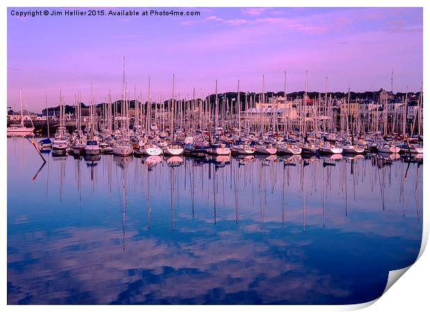  Sailing yachts Howth Harbour Print by Jim Hellier